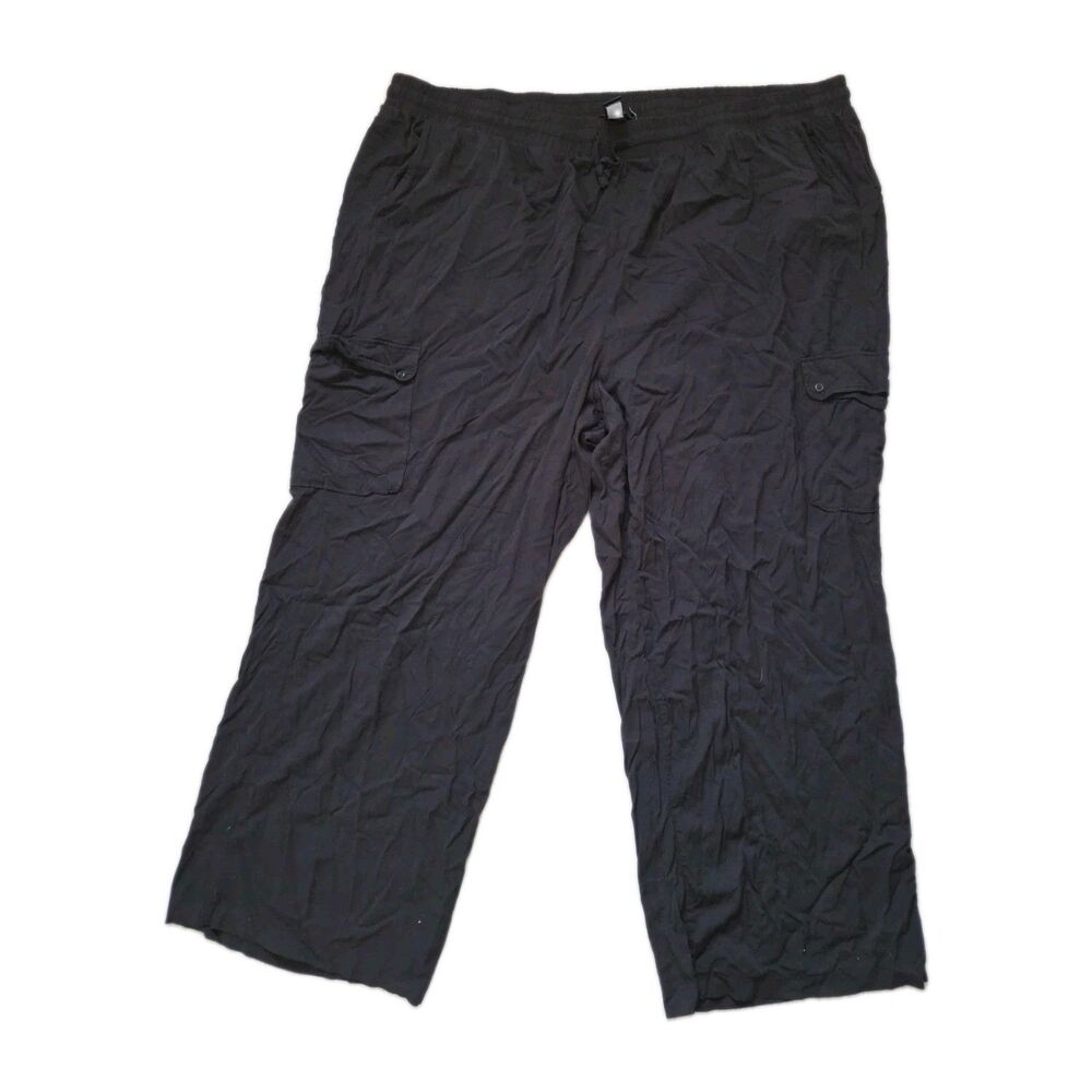 Torrid Black Cargo Pants Pull On Drawstring Utility Wide Leg Plus Size 6T EUC